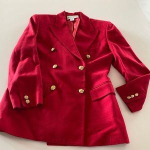 Red double-breasted blazer